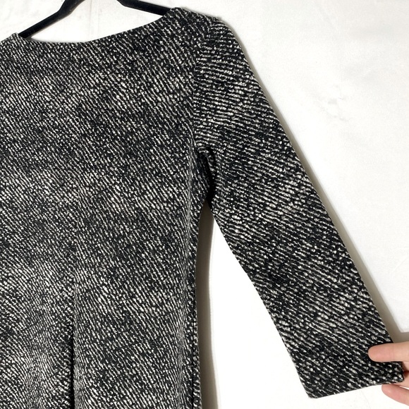 Le Chateau Black White Asymmetrical 3/4 Sleeve Boat Neck Mini Dress Tunic Top S - Picture 13 of 16